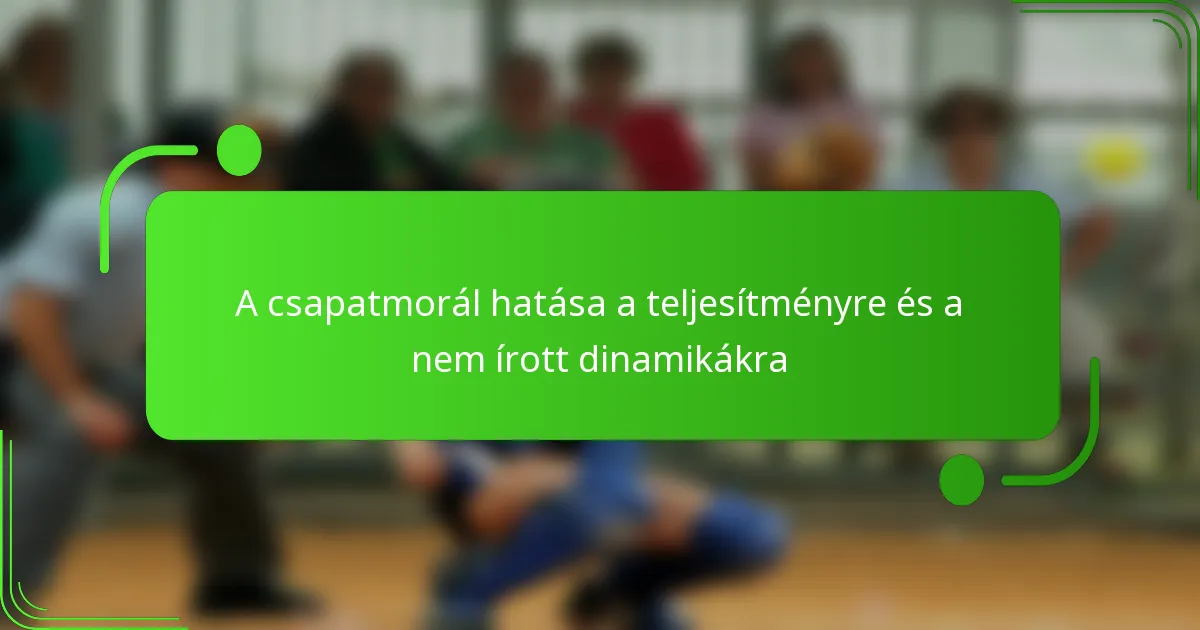 A csapatmorál hatása a teljesítményre és a nem írott dinamikákra