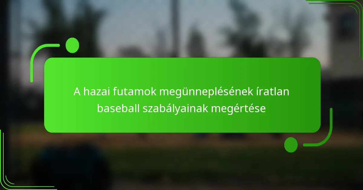 A hazai futamok megünneplésének íratlan baseball szabályainak megértése