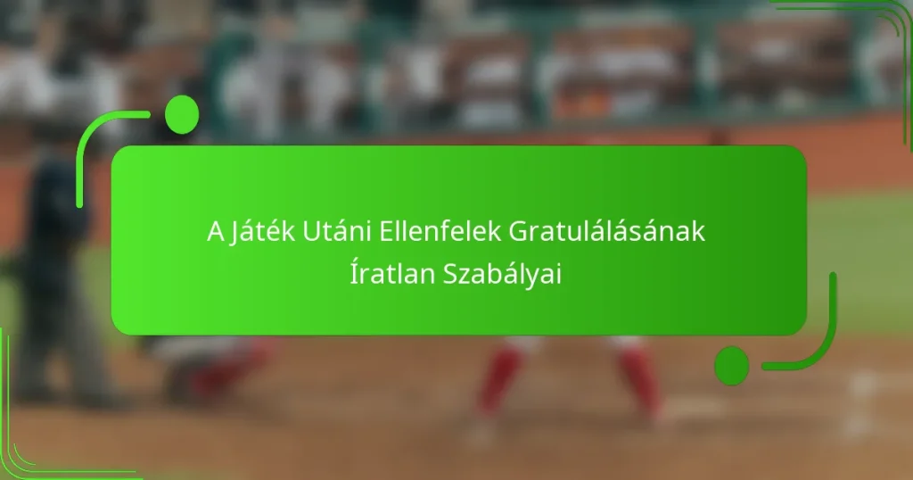 A Játék Utáni Ellenfelek Gratulálásának Íratlan Szabályai