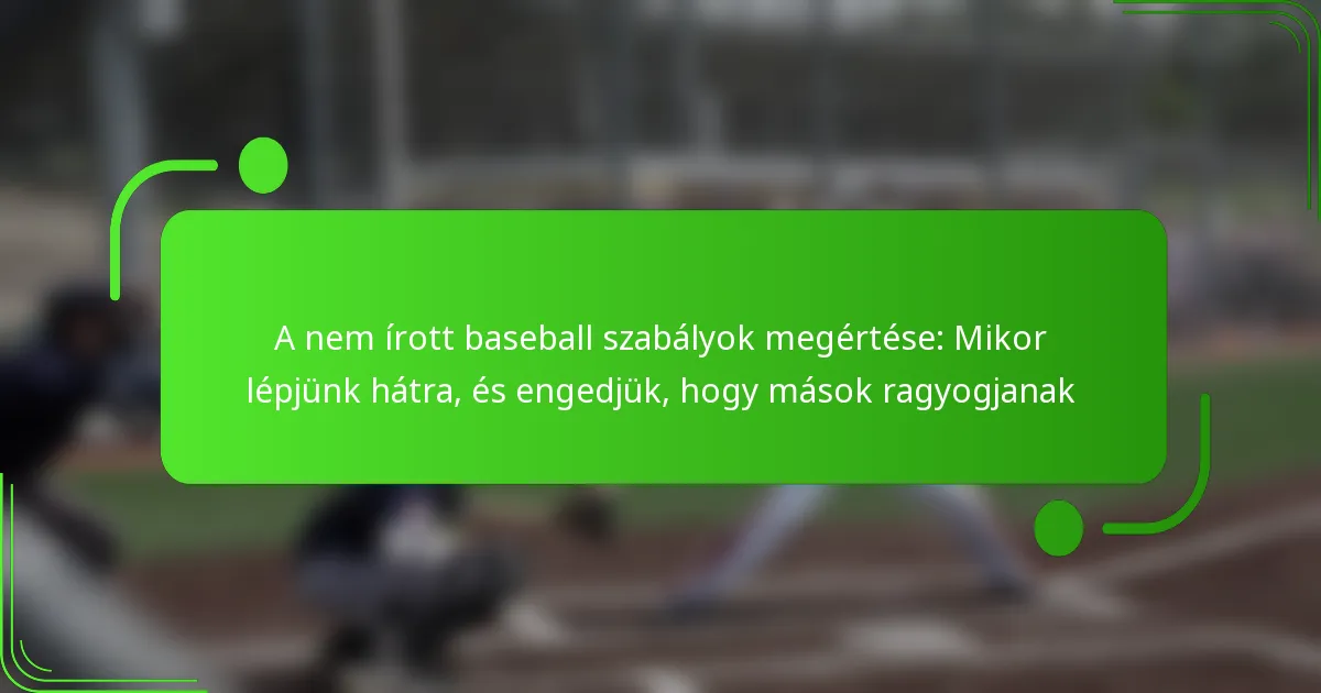 A nem írott baseball szabályok megértése: Mikor lépjünk hátra, és engedjük, hogy mások ragyogjanak