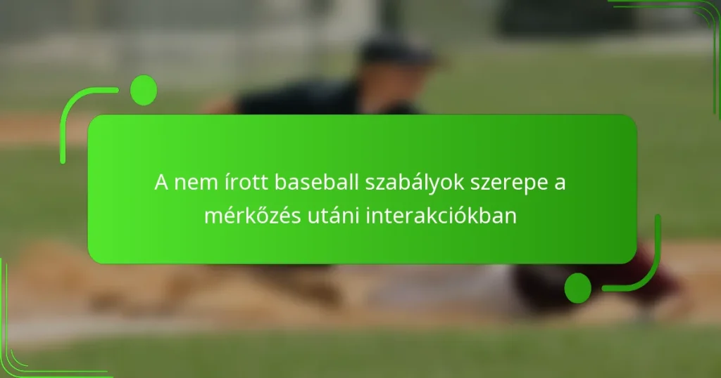 A nem írott baseball szabályok szerepe a mérkőzés utáni interakciókban