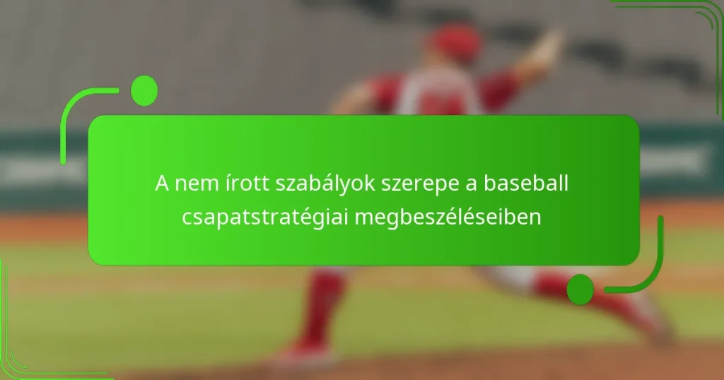 A nem írott szabályok szerepe a baseball csapatstratégiai megbeszéléseiben