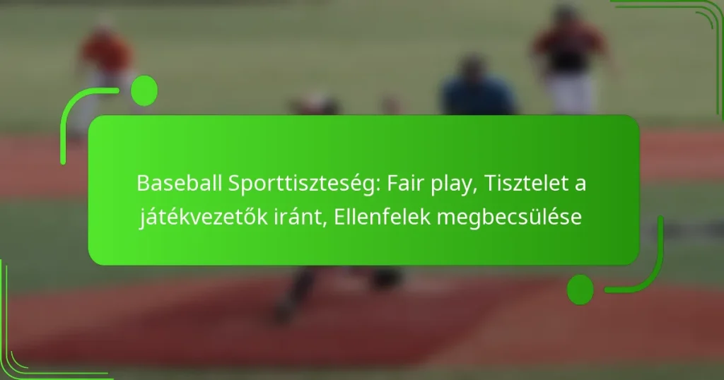 Baseball Sporttiszteség: Fair play, Tisztelet a játékvezetők iránt, Ellenfelek megbecsülése