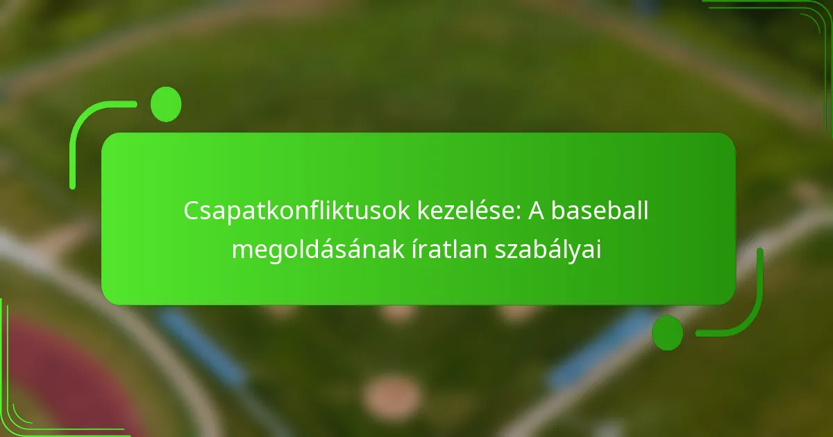Csapatkonfliktusok kezelése: A baseball megoldásának íratlan szabályai
