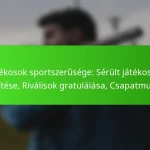 Játékosok sportszerűsége: Sérült játékosok segítése, Riválisok gratulálása, Csapatmunka