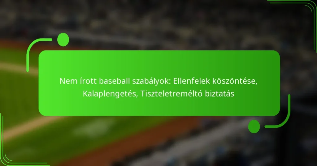 Nem írott baseball szabályok: Ellenfelek köszöntése, Kalaplengetés, Tiszteletreméltó biztatás