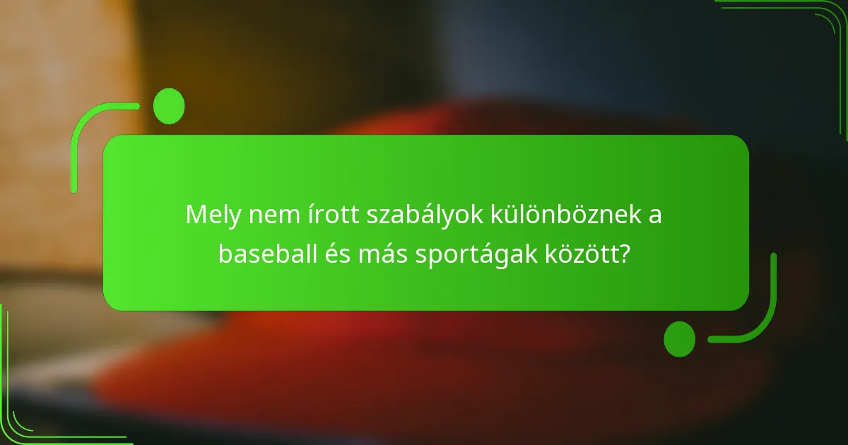 Mely nem írott szabályok különböznek a baseball és más sportágak között?