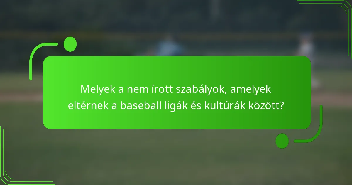 Melyek a nem írott szabályok, amelyek eltérnek a baseball ligák és kultúrák között?